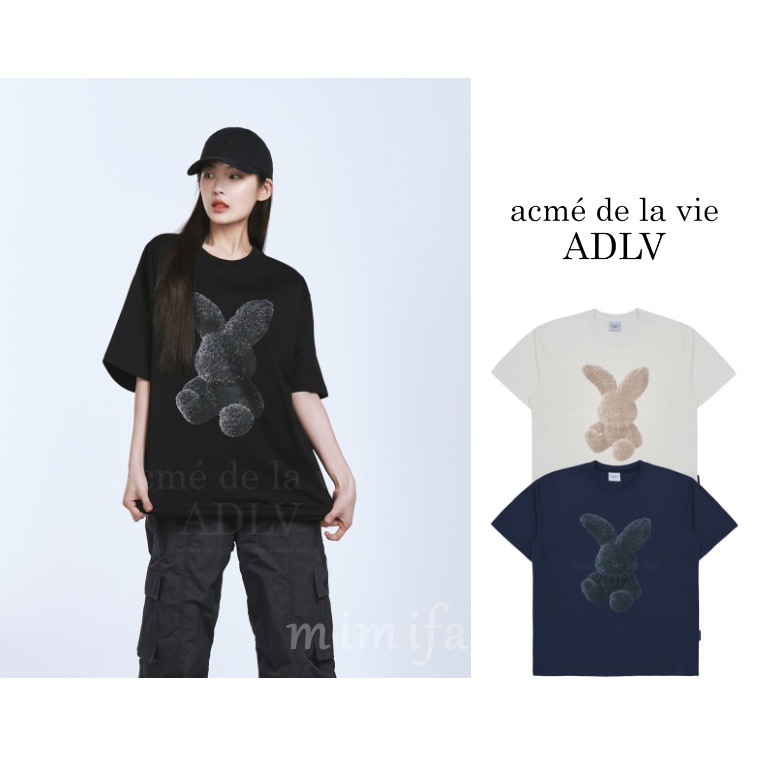 [acme de la vie] 2023 NEW ADLV BLACK FUZZY RABBIT SHORT SLEEVE T-SHIRT OVERSIZED