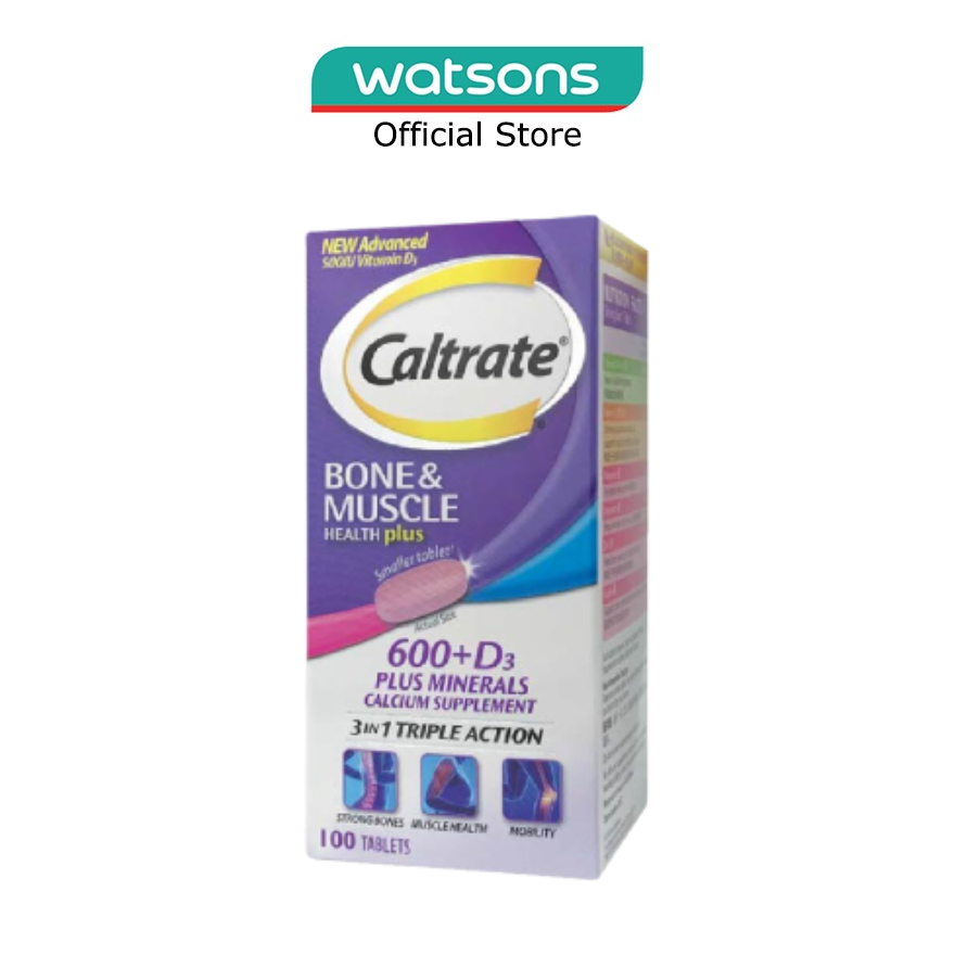 CALTRATE Bone & Muscle Health Plus Triple Action Calcium + Vitamin D + Minerals Supplement Tablet (For Strong Bones & Muscles) 100s